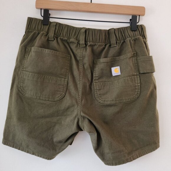 Carhartt Olive Green Relaxed Fit Canvas Shorts Hiking Workwear Women's 8 Reg - Picture 2 of 7